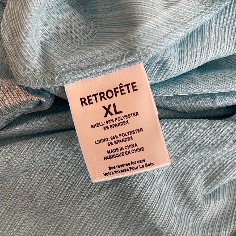 RETROFETE Zoa Strapless Pleated Metallic Blue Silver Maxi Dress Size XL - Picture 9 of 9